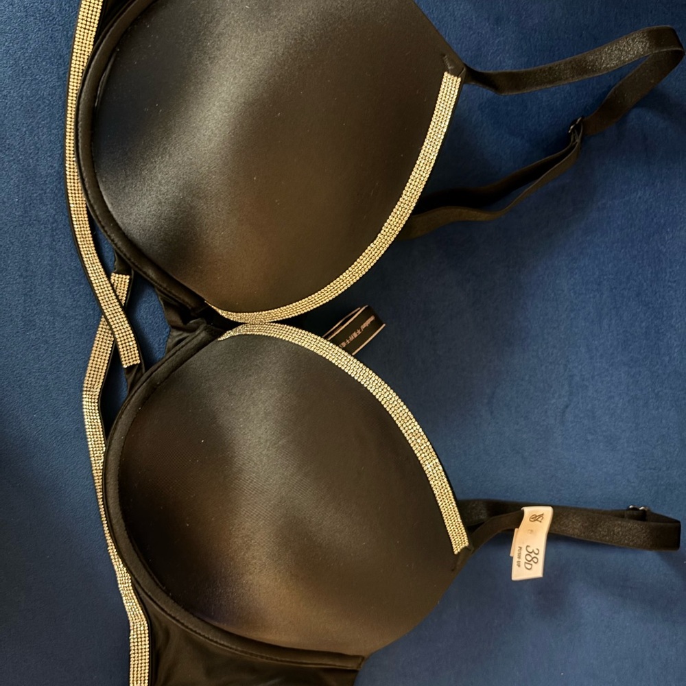 Elegant Black and silver rhinestone Women's Bra